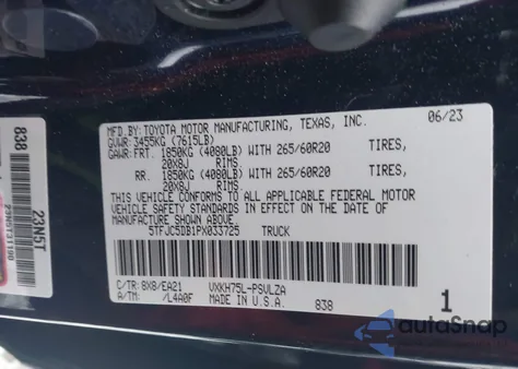 2023 Toyota Tundra Hybrid Limited from USA, damaged, VIN 5TFJC5DB1PX033725